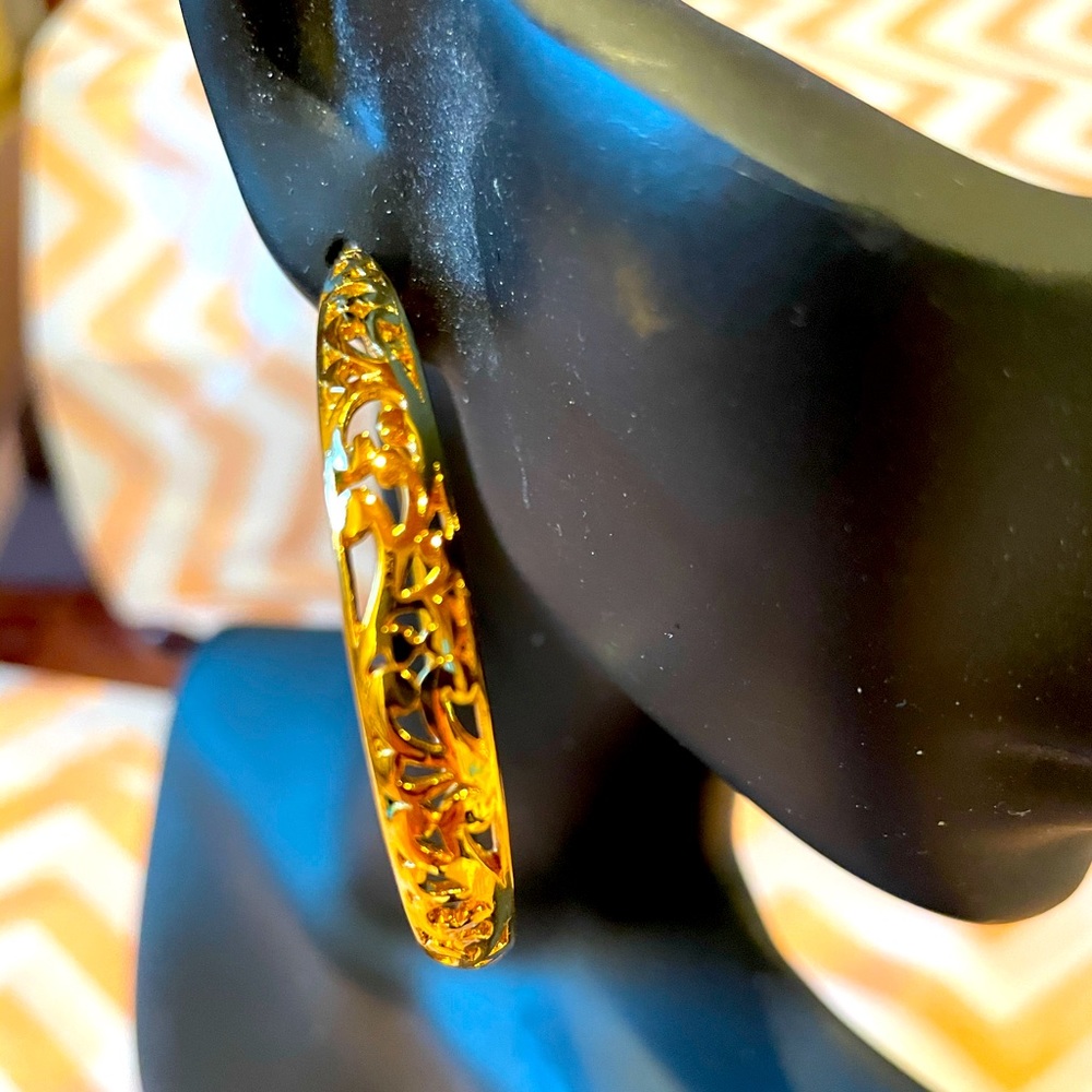 Brighton gold scroll detail 2” hoops